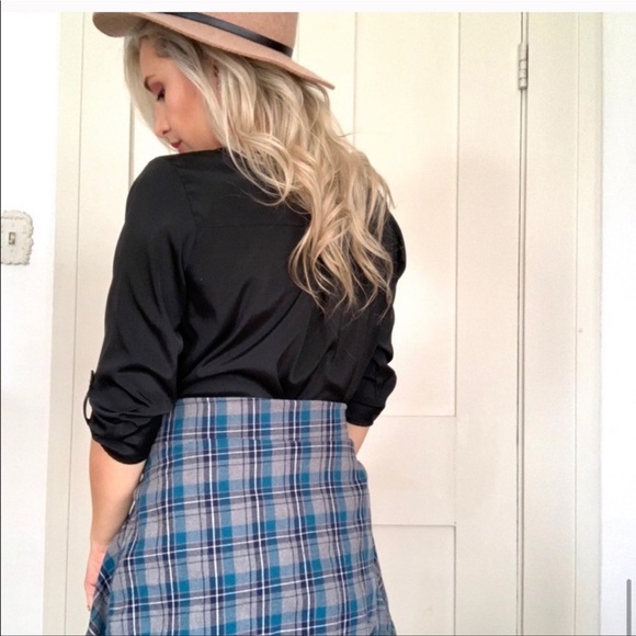 Vintage Awesome Fit Blue Plaid Flannel shirt button down - Picture 3 of 7